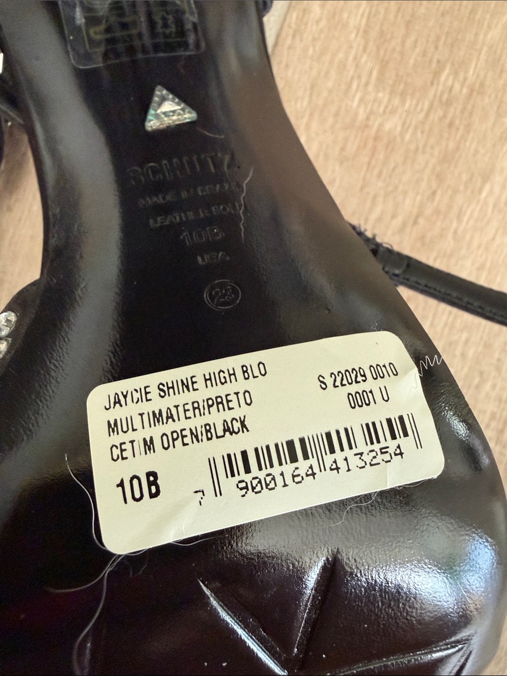 SCHUTZ Black Rhinestone Square-Toe Slingback Heels 10 Jaycie - Picture 9 of 12